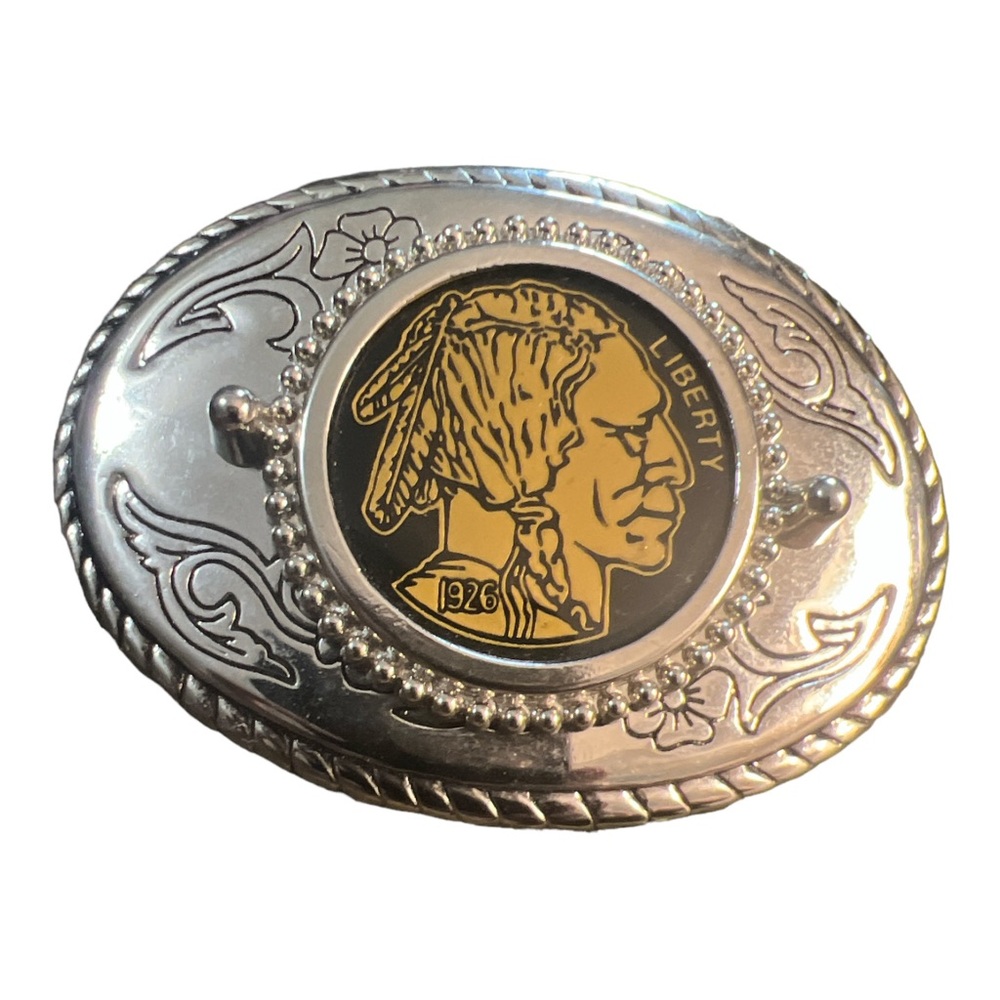 Y2K Native American Belt Buckle in Silver Liberty w/Native American Man Profile